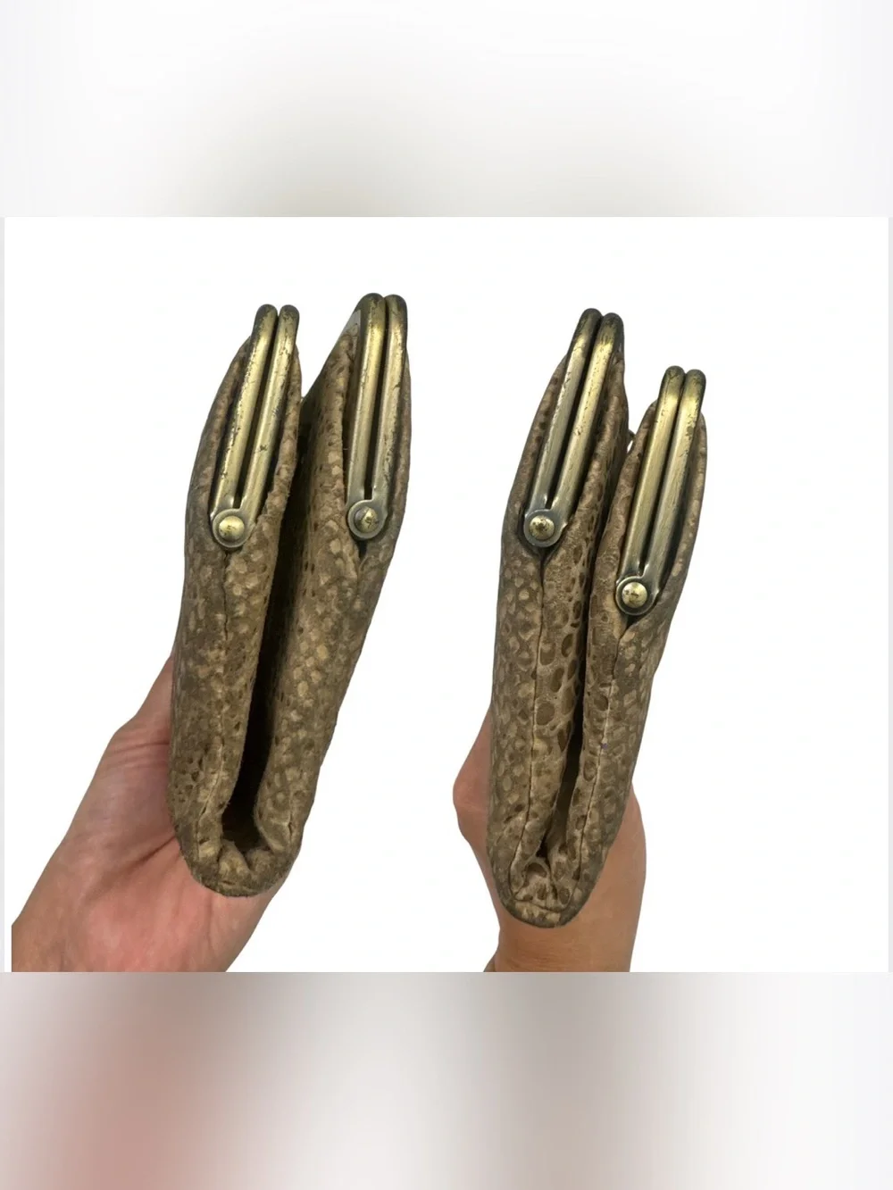 HOBO International Lauren Clutch Wallet Python Snakeskin Embossed Leather Beige